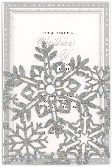 Silver Snowflake Glittered Die-cut Pocket Invitations